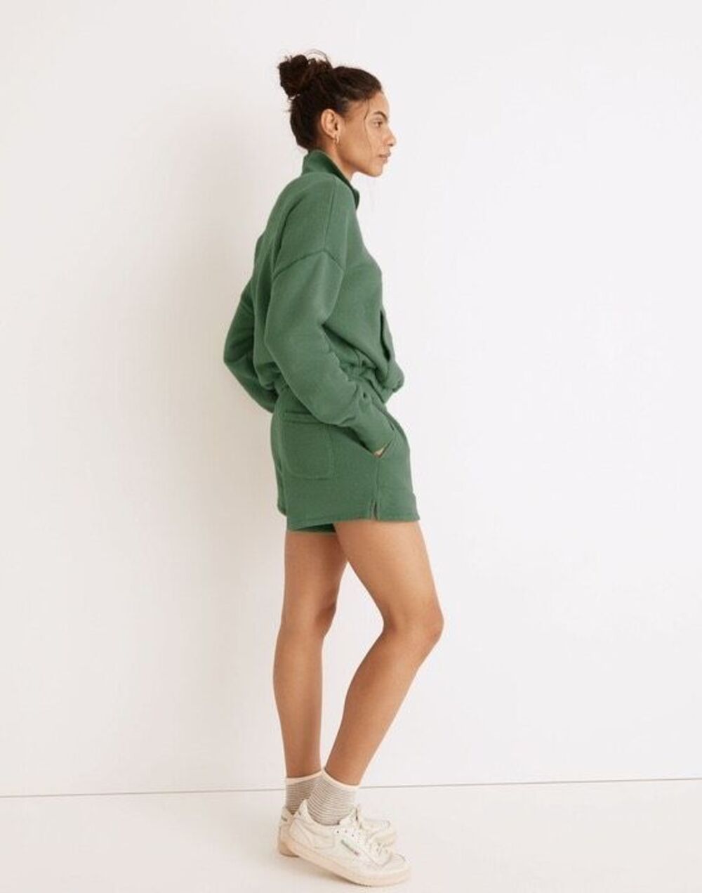 ✨Madewell MWL Airyterry Stitched-Pocket Hthr Versailles Green Sz XS Sweatshorts✨ - Picture 2 of 8